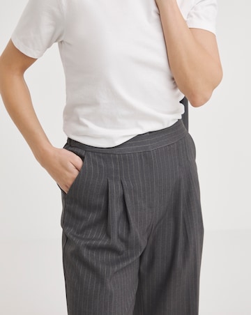 Grey Pinstripe Wide Leg Trousers