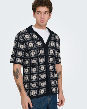 Only & Sons Bart Crochet Shirt - Navy