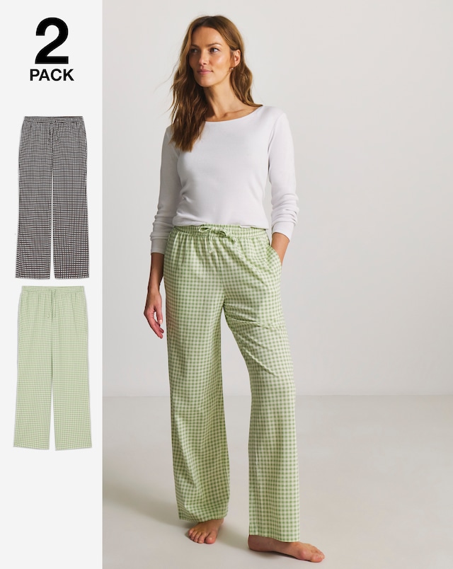 Pretty Secrets (2 Pack) Gingham Cotton Pyjama Bottoms