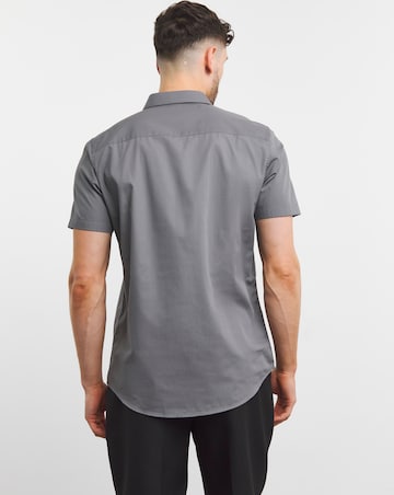 Grey Short Sleeve Formal Shirt Reg