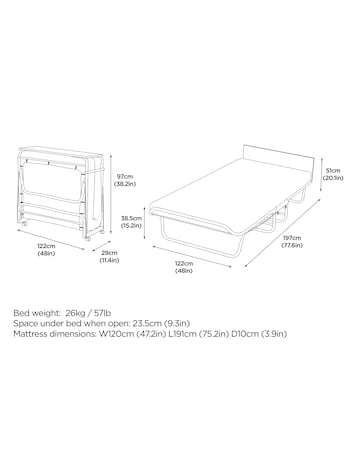 Jay-Be Supreme Automatic Folding Bed with Rebound e-Fibre Mattress Small Double