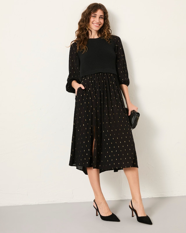 FatFace Laura 2in1 Metallic Dress