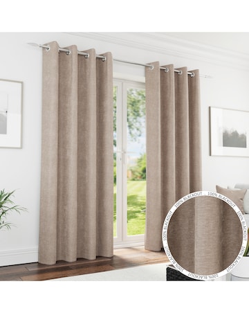 Knightsbridge Chenille Black Out Eyelet Curtains
