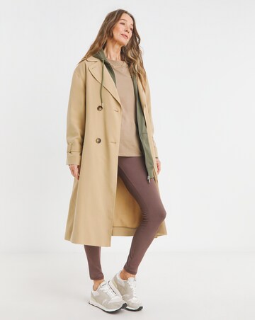 Khaki Longline Zip Hoodie