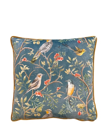 Wylder Orient Chinoiserie Birds Cushion Cover - Slate Blue
