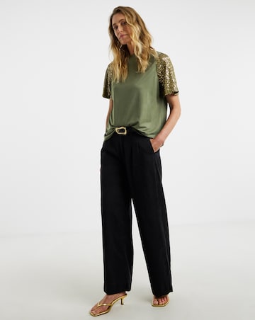 Sequin Sleeve T-Shirt