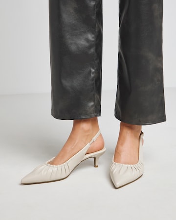 Tilda Ruched Front Kitten Heel Slingback Shoes - Wide Fit (E)