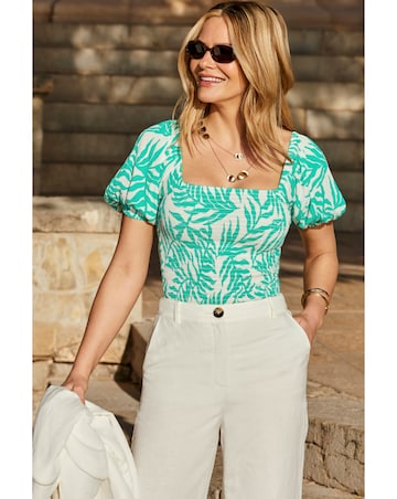 Sosandar Ivory Linen Wide Leg Trousers