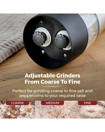 Tower Dual Electric Salt & Pepper Mill - Stainless Steel, Black