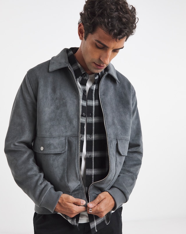 Faux Suede Bomber