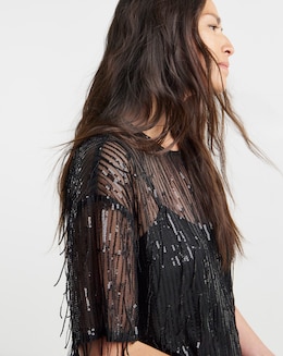 Tassel Sequin Boxy Top