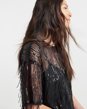 Tassel Sequin Boxy Top