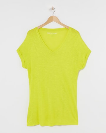 Lime V Neck Short Sleeve Longline Top