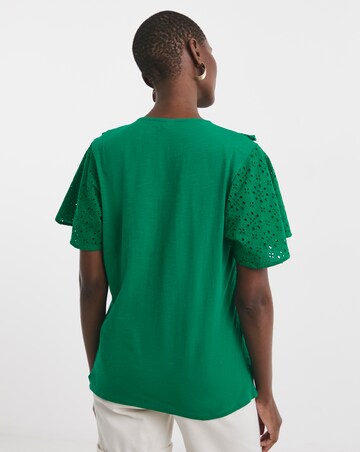 Pure Cotton Broderie Frill Jersey Back Top