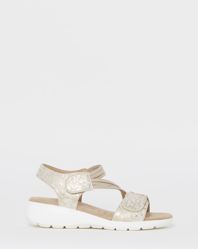 Cushion Walk Beige Printed Touch-Fasten Sandals - Wide Fit (E)