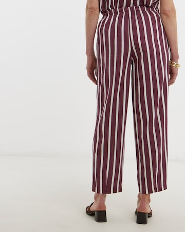 Plum Stripe Linen Mix Barrel Leg Trouser