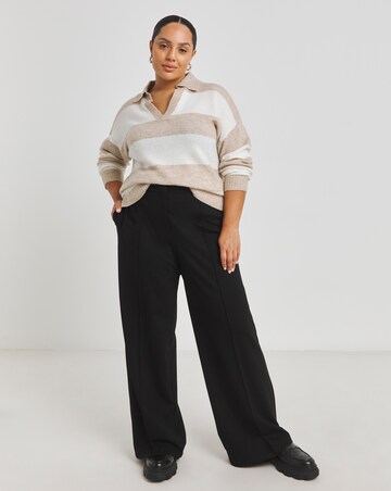 Simply Be Black Premium Ponte Wide Leg Tailored Trousers