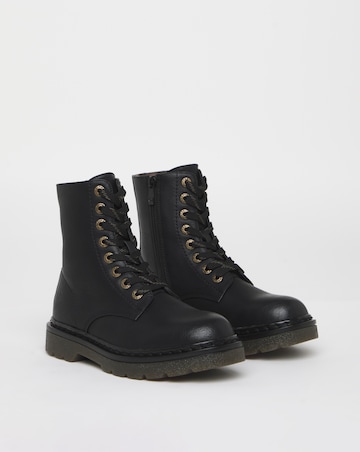 Heavenly Feet Justina Lace Up Chunky Boot Ex Wide Fit