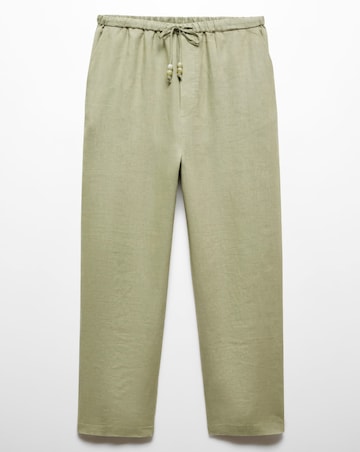 Mango Linen Tie Waist Beaded Trousers