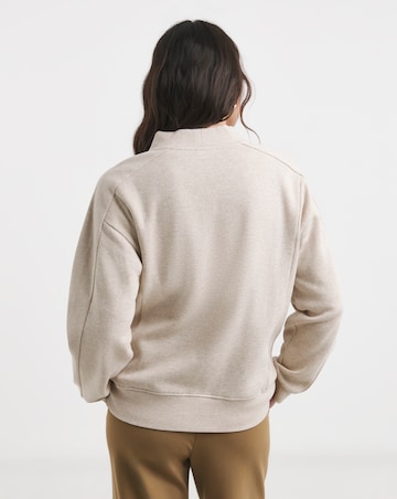 Warm Grey Ribbed Detail Bomber