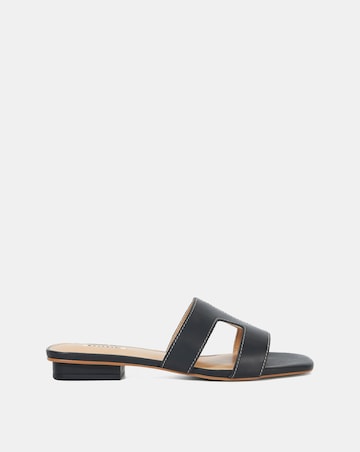 Dune Loupe Black Leather Sandals - Wide Fit (E)