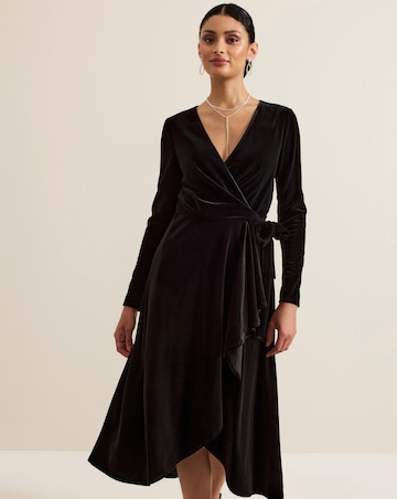 Phase Eight Julia Black Velvet Wrap Dress