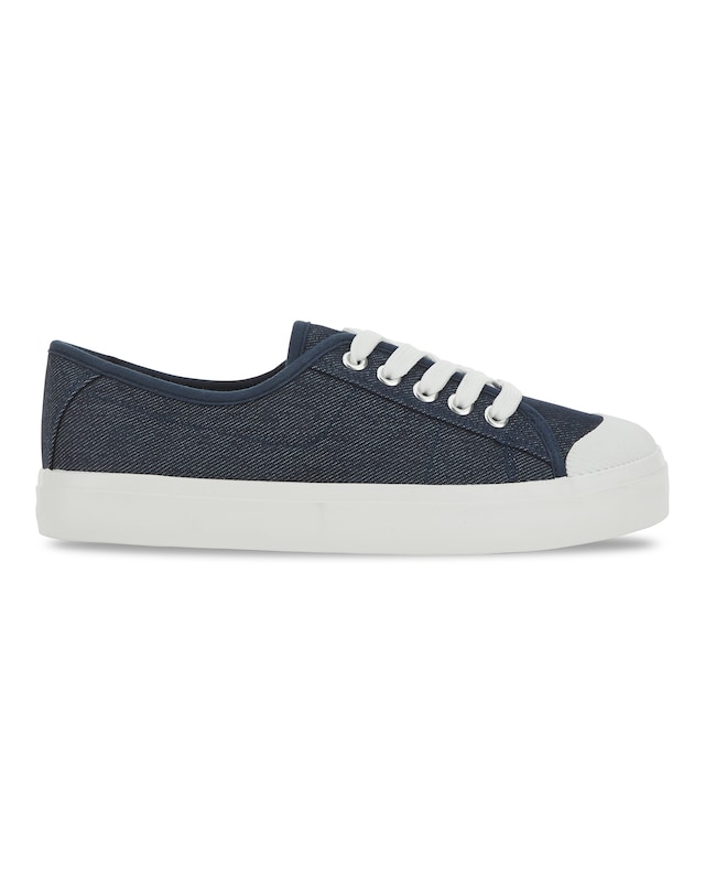Heavenly Soles Canvas Lace Up Shoes - Extra Wide Fit (EEE)