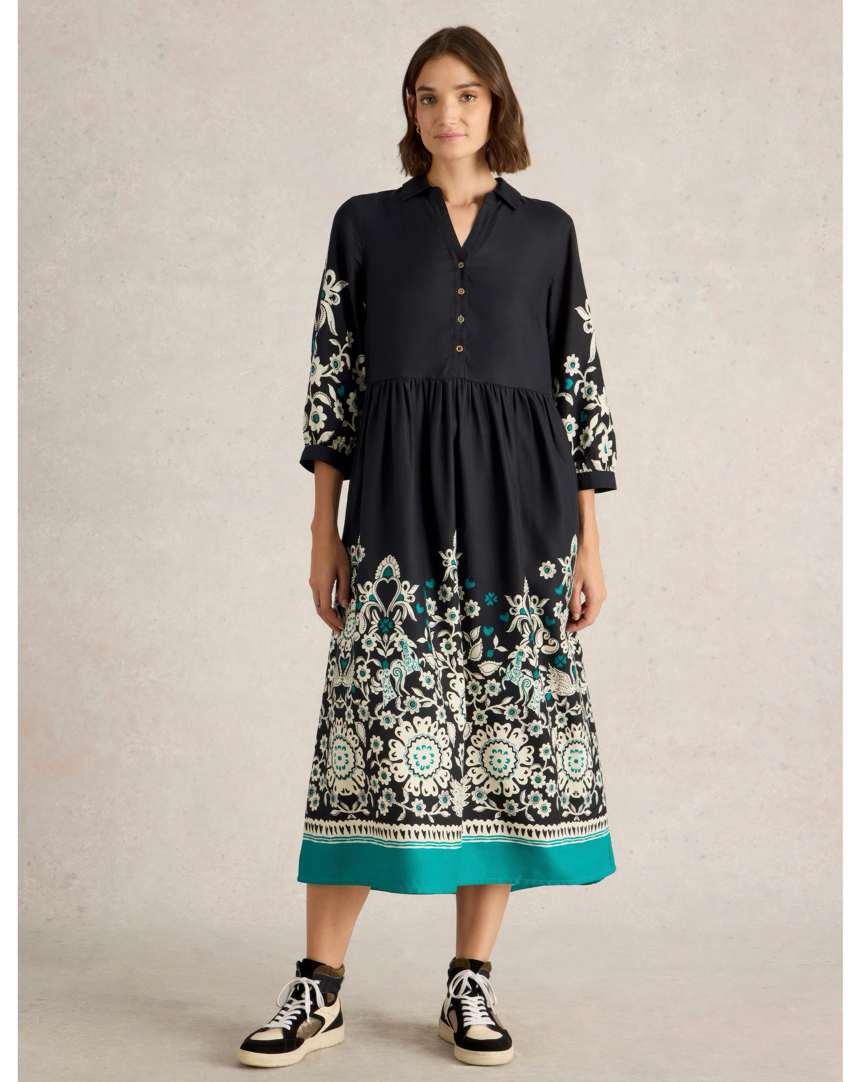 極美品✨AMERI VINTAGE TIE SHIRT DRESS 花柄 極美品✨AMERI VINTAGE TIE SHIRT DRESS 花柄 ワンピース