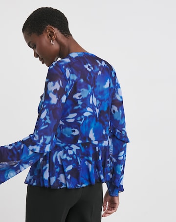 Joanna Hope Mesh Ruffle Blouse