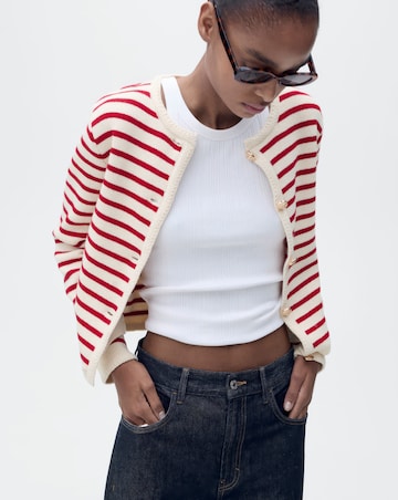 Mango Striped Knit Cardigan