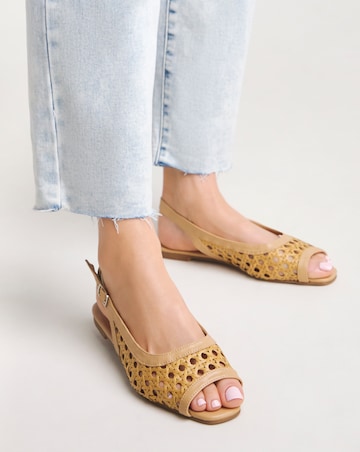 Cara Slingback Peep Toe Shoes - Wide Fit (E)