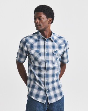 Wrangler Western Check Shirt - Blue/White
