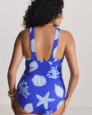 MAGISCULPT Medium Control Shell Print Bead Detail Plunge Swimsuit