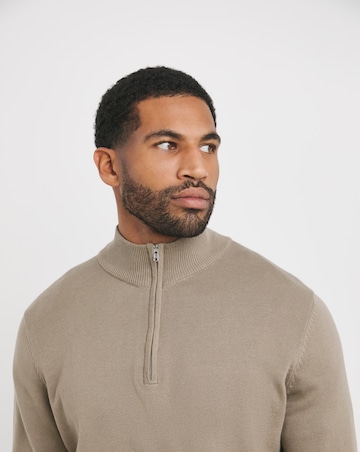 Stone Cotton 1/4 Zip Funnel Neck