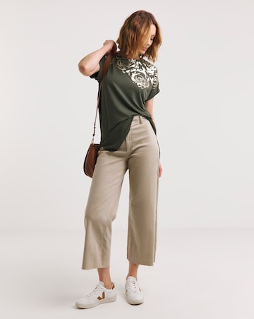 Foiled Short Sleeve Longline Top