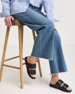 Anthology Gardenia Leather Double Buckle Mule Sandal - Wide Fit (E)