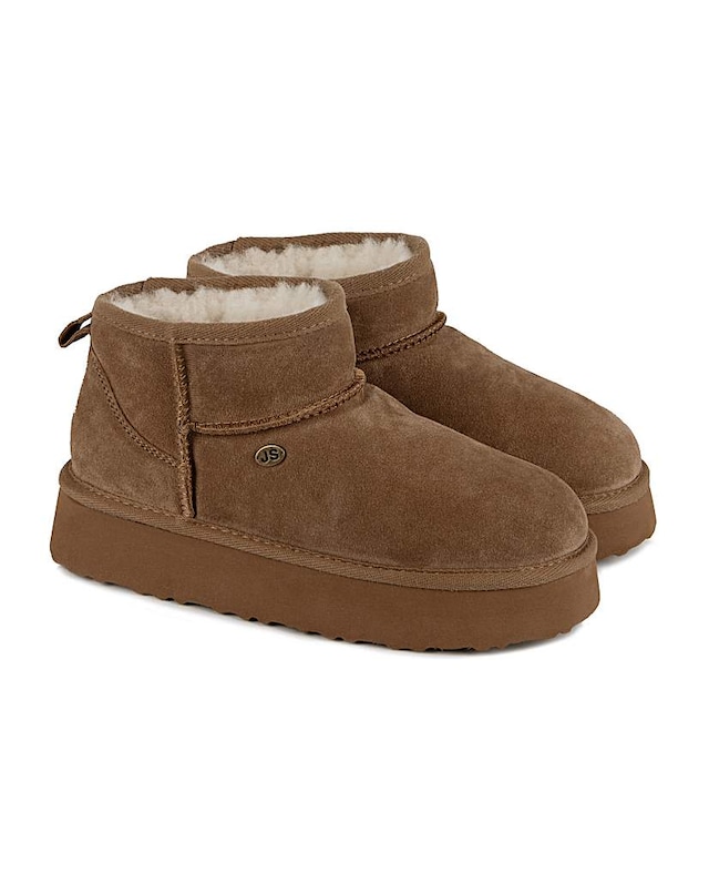 Just Sheepskin Womens Lottie Mini Platform Outdoor Boots