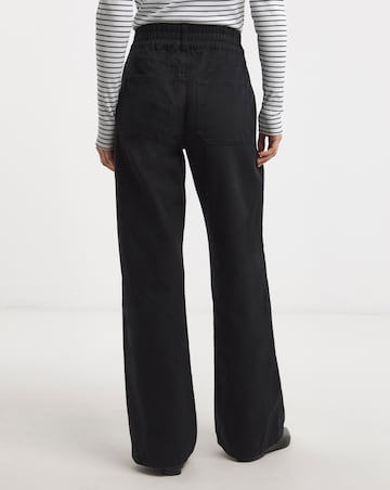 Black Elasticated Wide Leg Jeans