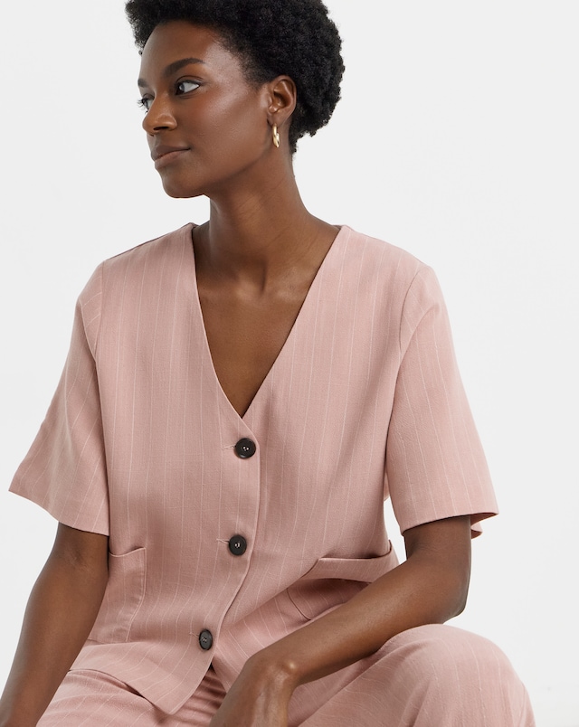Linen Mix Stripe Jacket