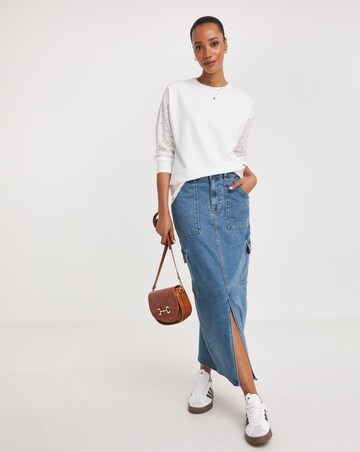 Broderie Long Sleeve Crew Neck Sweatshirt