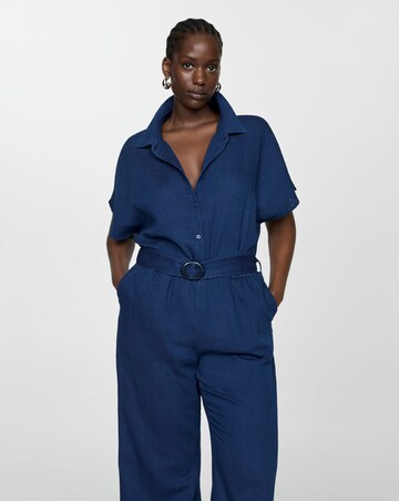 Mango Bambie Textured Cotton Jumpsuit