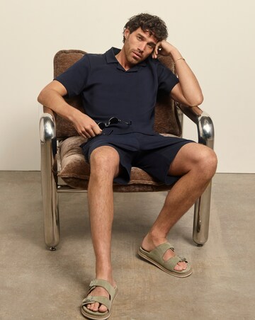 Folio Cotton Rich Revere Smart Interlock Polo- Navy