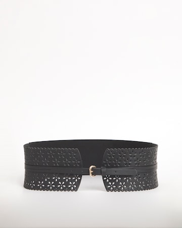 Black Cut Out Detail Waist Corset Belt