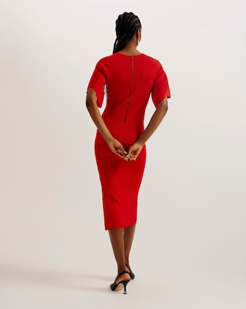 Ted Baker Fluted Sleeve Knitted Bodycon Midi Dress