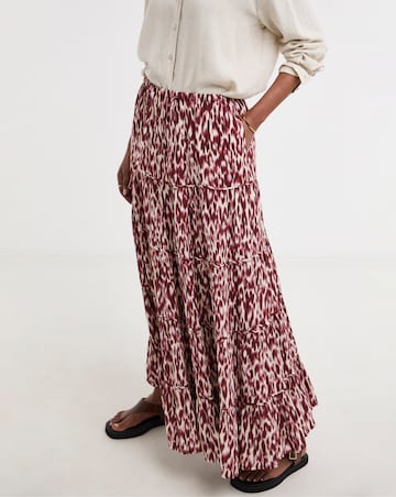 Printed Crinkle Tiered Maxi Skirt