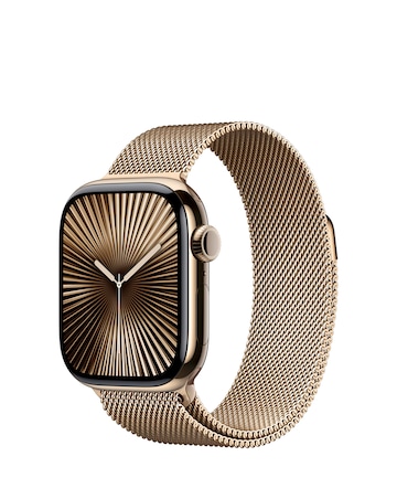 Apple Watch Series 10 GPS/Cellular 42mm Gold Titanium Case, Gold Milanese Loop