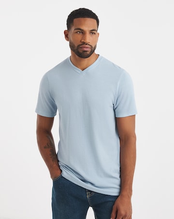Pure Cotton V Neck T-Shirt Long - Blue Marl