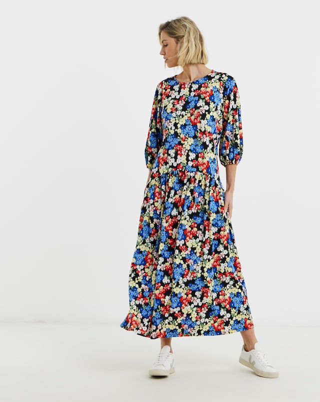 Floral Print Jersey Smock Dress