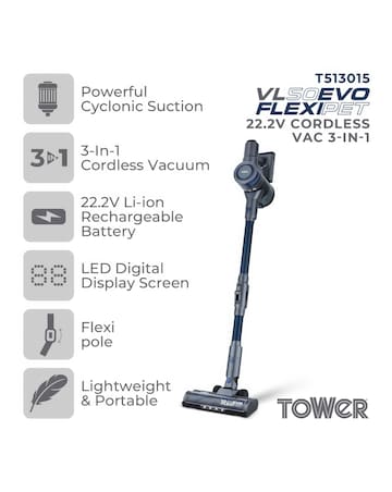Tower VL50 Evo Pro Flexi-Pet Pro Evo Cordless 3 in 1 Vacuum Cleaner