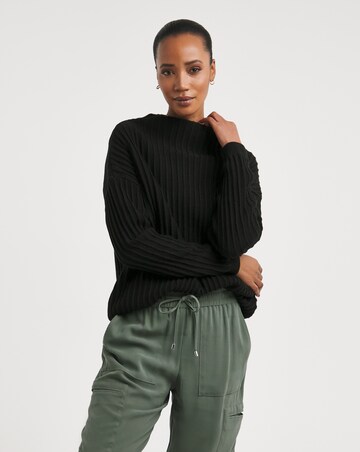 Wide Rib Funnel Neck Jumper